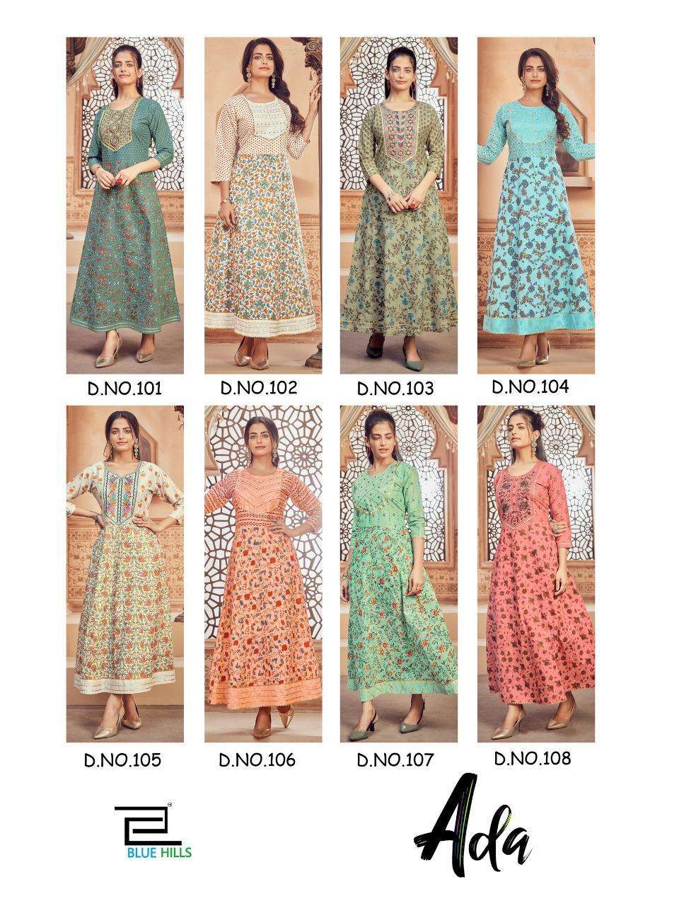 BLUE HILLS PRESENTS ADA 1 COTTON CAMBRIC PRINTED LONG KURTIS